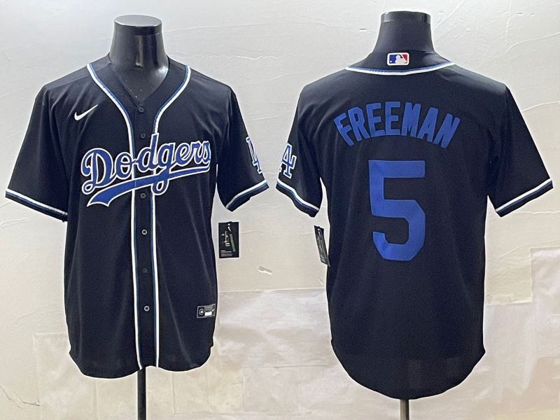 Men 2025 Los Angeles Dodgers #5 Freeman Black Three generations Fashion Nike MLB Jersey style 5